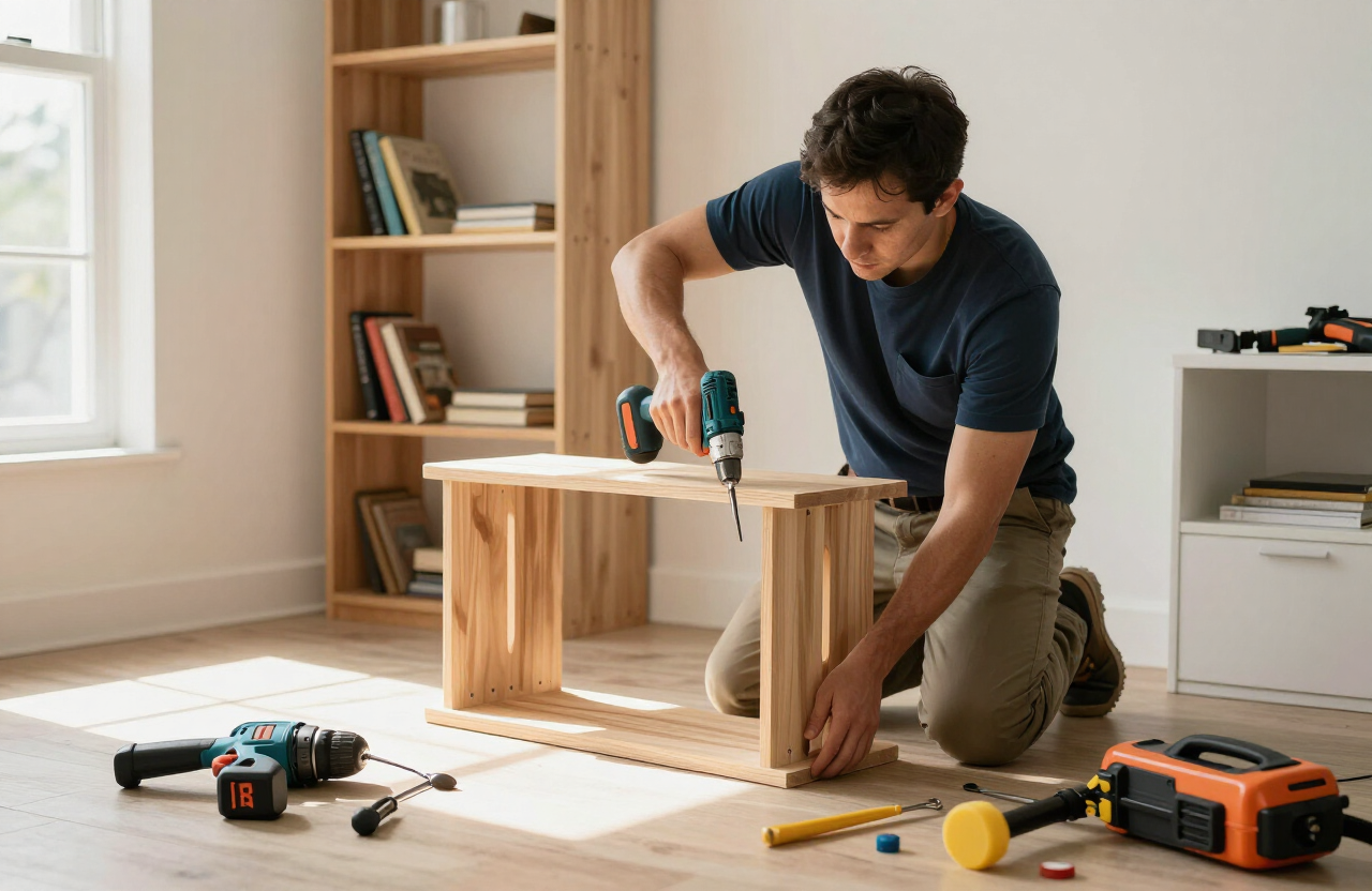 Handyman assembling furniture in Tampa FL
